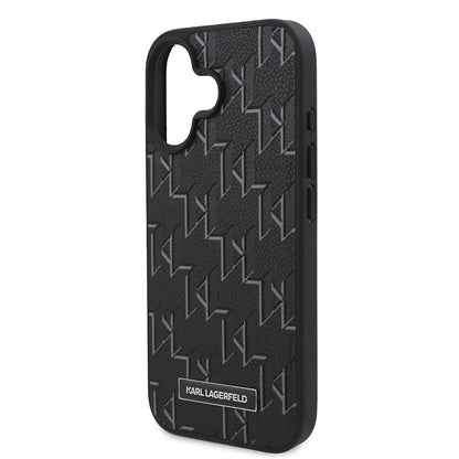 iPhone 16 Plus Kılıf Karl Lagerfeld Orjinal Lisanslı M-safe Şarj Özellikli KL Yazılı Hot Stamp Kapak