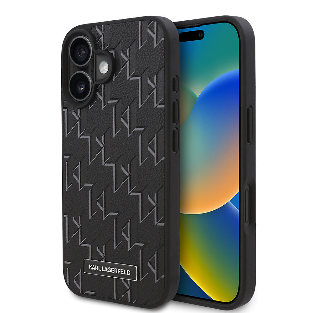 iPhone 16 Plus Kılıf Karl Lagerfeld Orjinal Lisanslı M-safe Şarj Özellikli KL Yazılı Hot Stamp Kapak