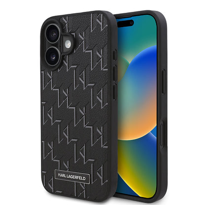 iPhone 16 Plus Kılıf Karl Lagerfeld Orjinal Lisanslı M-safe Şarj Özellikli KL Yazılı Hot Stamp Kapak