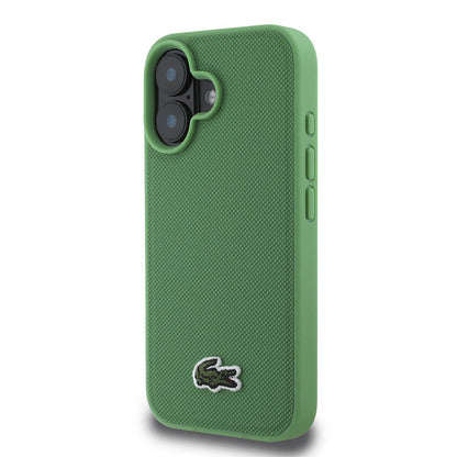 iPhone 16 Plus Kılıf Lacoste Orjinal Lisanslı PU Pike Desenli Arka Yüzey İkonik Timsah Dokuma Logolu Kapak