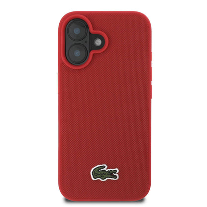 iPhone 16 Plus Kılıf Lacoste Orjinal Lisanslı PU Pike Desenli Arka Yüzey İkonik Timsah Dokuma Logolu Kapak