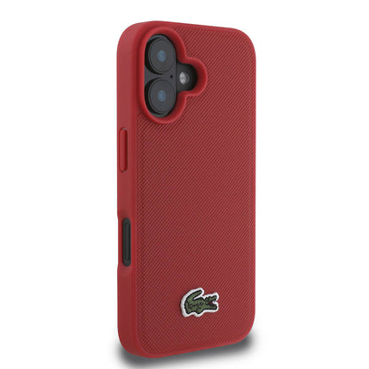 iPhone 16 Plus Kılıf Lacoste Orjinal Lisanslı PU Pike Desenli Arka Yüzey İkonik Timsah Dokuma Logolu Kapak