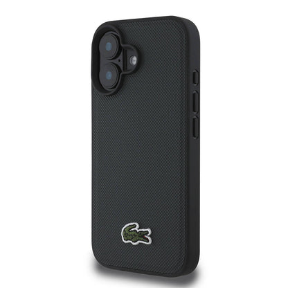 iPhone 16 Plus Kılıf Lacoste Orjinal Lisanslı PU Pike Desenli Arka Yüzey İkonik Timsah Dokuma Logolu Kapak