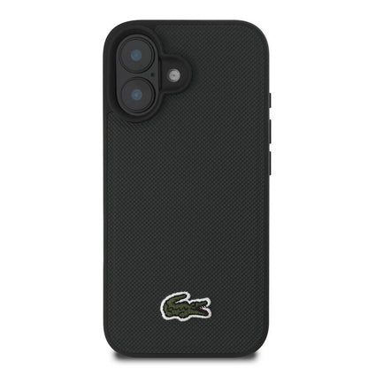 iPhone 16 Plus Kılıf Lacoste Orjinal Lisanslı PU Pike Desenli Arka Yüzey İkonik Timsah Dokuma Logolu Kapak