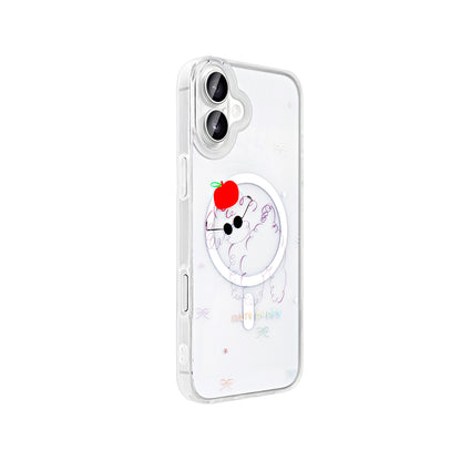 Apple iPhone 16 Plus Kılıf M-Safe Şarj Özellikli Şeffaf Zore Folk Sert Kapak