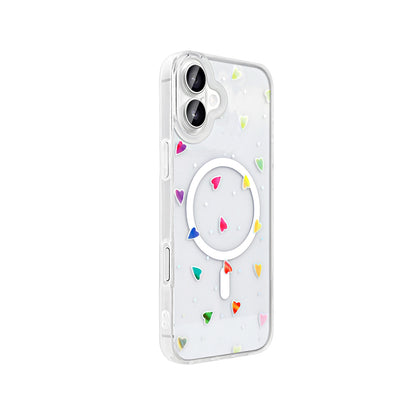 Apple iPhone 16 Plus Kılıf M-Safe Şarj Özellikli Şeffaf Zore Folk Sert Kapak