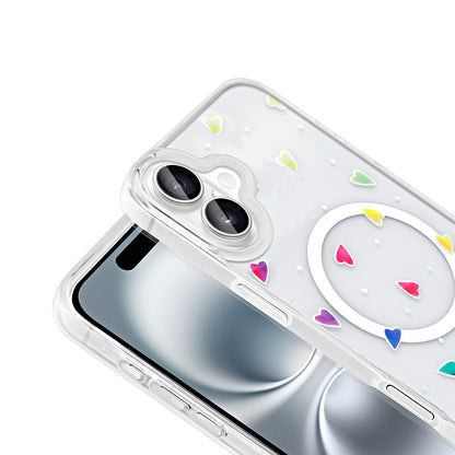 Apple iPhone 16 Plus Kılıf M-Safe Şarj Özellikli Şeffaf Zore Folk Sert Kapak