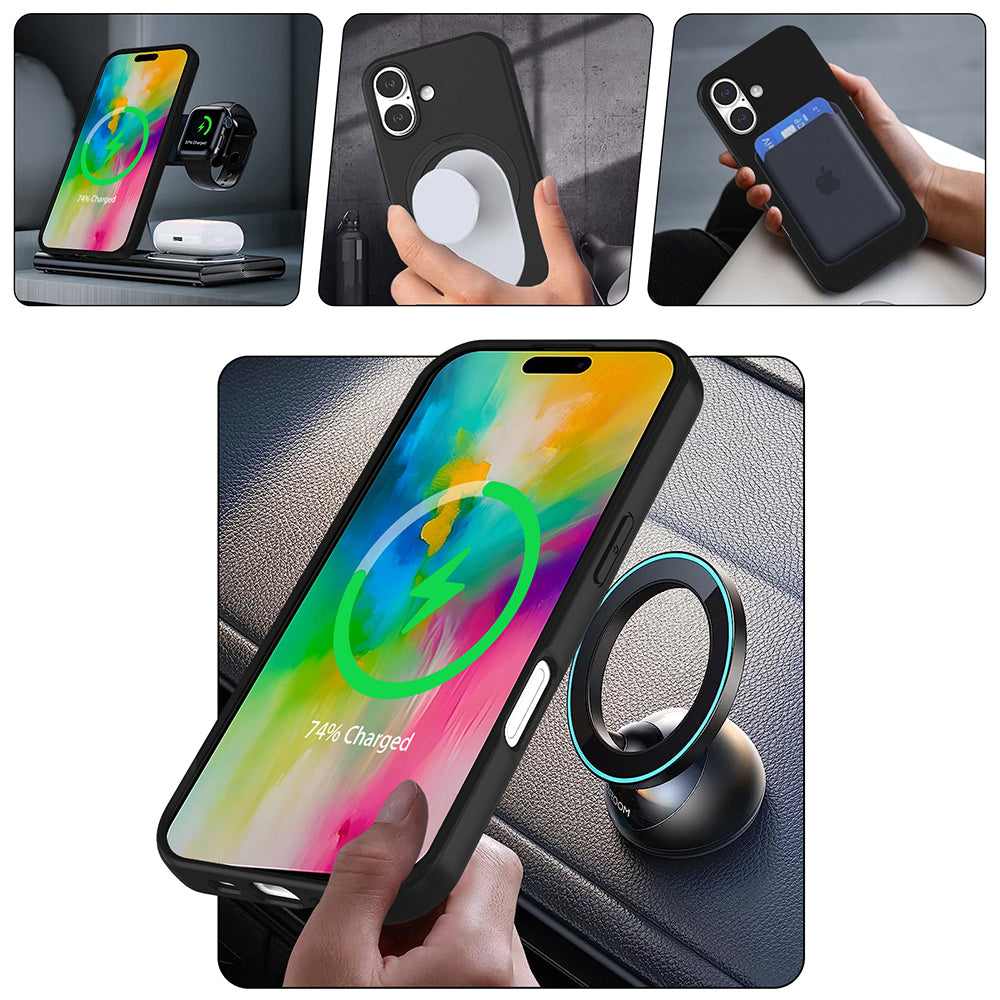 Apple iPhone 16 Plus Kılıf M-safe Şarj Özellikli Standlı Zore Samara Kapak