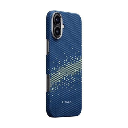 iPhone 16 Plus Kılıf M-safe Şarj Özellikli Aramid Fiber Pitaka Tactile Woven Starpeak Serisi Milky Way Galaxy Kapak