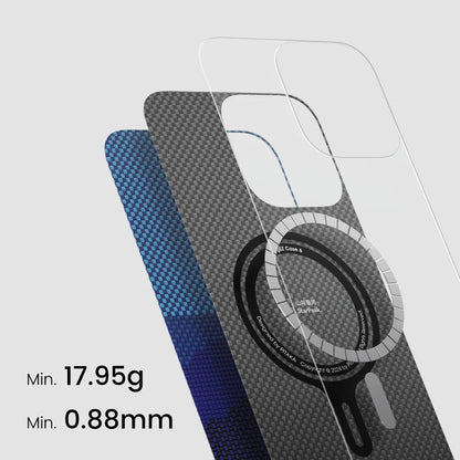 iPhone 16 Plus Kılıf M-safe Şarj Özellikli Aramid Fiber Pitaka Tactile Woven Starpeak Serisi Over The Horizon Kapak