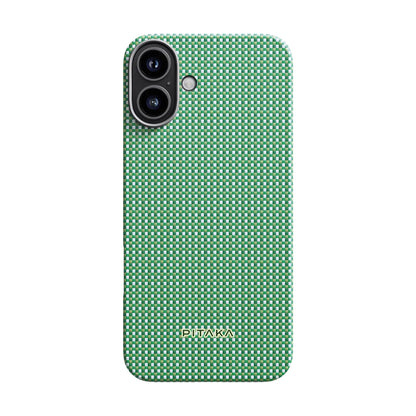 iPhone 16 Plus Kılıf M-safe Şarj Özellikli Aramid Fiber Pitaka Ultra-Slim Classic Serisi Forest Green Kapak