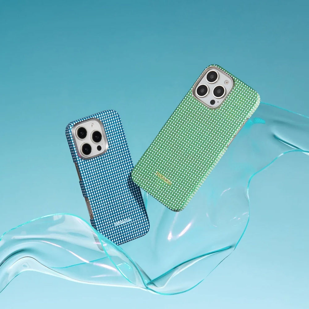 iPhone 16 Plus Kılıf M-safe Şarj Özellikli Aramid Fiber Pitaka Ultra-Slim Classic Serisi Ocean Blue Kapak