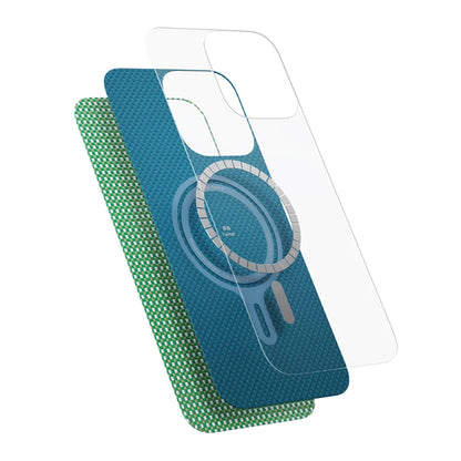 iPhone 16 Plus Kılıf M-safe Şarj Özellikli Aramid Fiber Pitaka Ultra-Slim Classic Serisi Ocean Blue Kapak