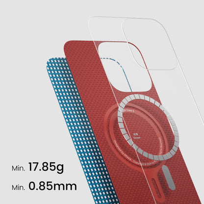 iPhone 16 Plus Kılıf M-safe Şarj Özellikli Aramid Fiber Pitaka Ultra-Slim Classic Serisi Ocean Blue Kapak