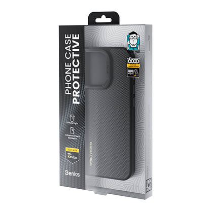 iPhone 16 Plus Kılıf M-safe Şarj Özellikli Karbon Fiber Benks Montage Hybrid ArmorPro Kevlar Kapak