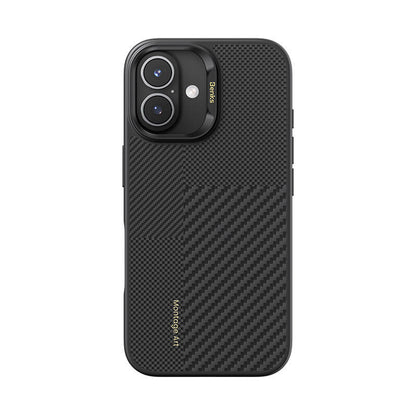 iPhone 16 Plus Kılıf M-safe Şarj Özellikli Karbon Fiber Benks Montage Hybrid ArmorPro Kevlar Kapak