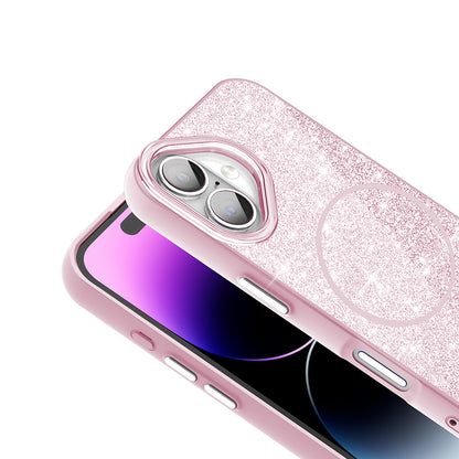 Apple iPhone 16 Plus Kılıf M-safe Şarj Özellikli Parlayan Simli Zore Okso Kapak