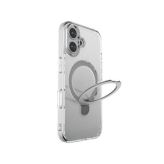 iPhone 16 Plus Kılıf M-safe Şarj Özellikli Raptic Air Stand Serisi Buzlu Transparan Tasarımlı Standlı Kapak