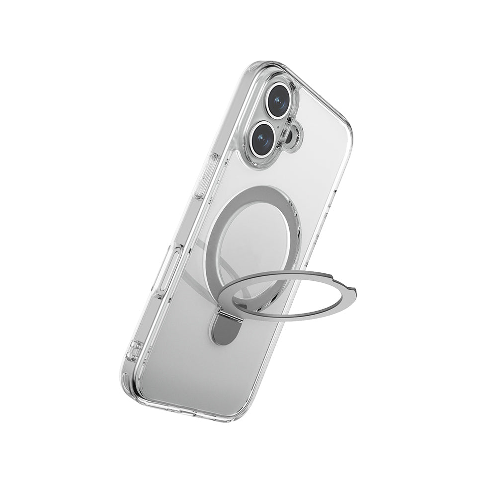 iPhone 16 Plus Kılıf M-safe Şarj Özellikli Raptic Air Stand Serisi Buzlu Transparan Tasarımlı Standlı Kapak