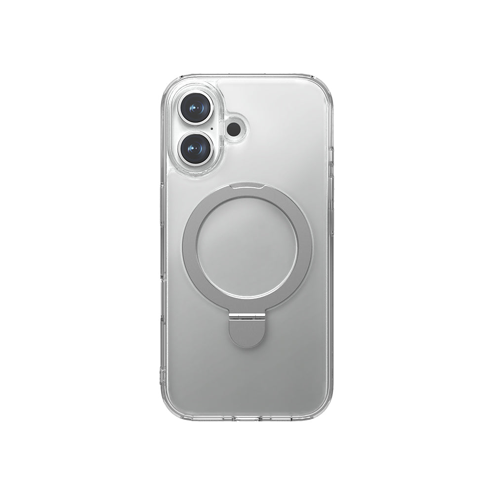 iPhone 16 Plus Kılıf M-safe Şarj Özellikli Raptic Air Stand Serisi Buzlu Transparan Tasarımlı Standlı Kapak