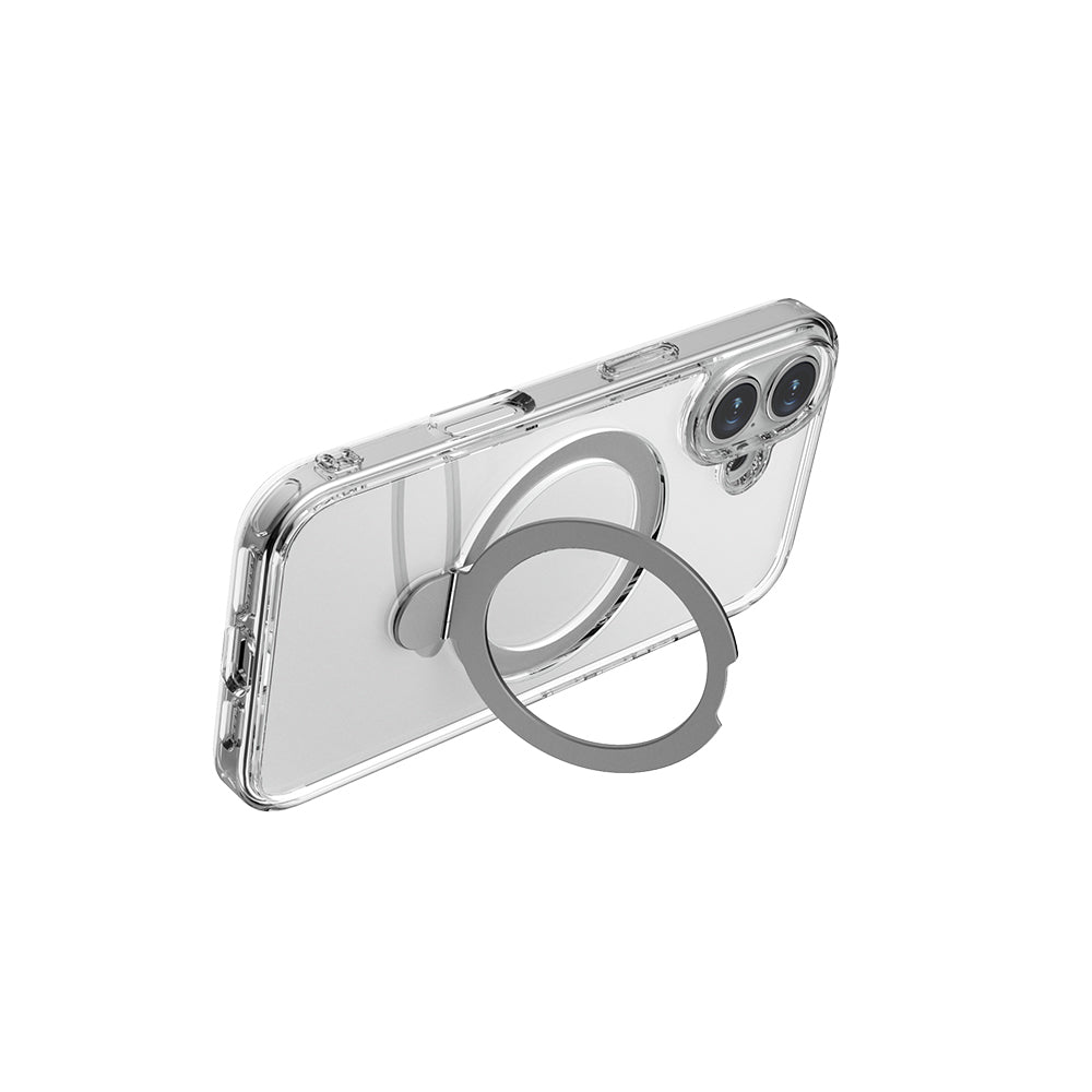 iPhone 16 Plus Kılıf M-safe Şarj Özellikli Raptic Air Stand Serisi Buzlu Transparan Tasarımlı Standlı Kapak