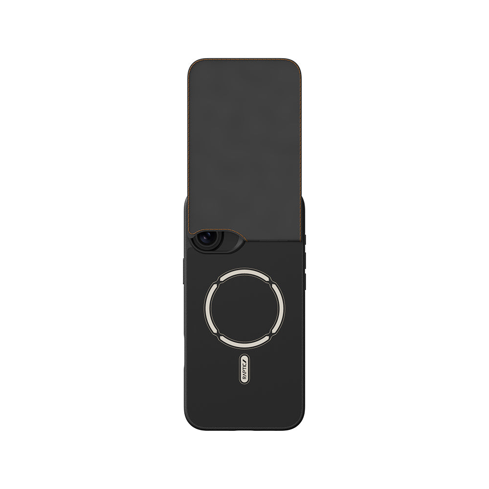 iPhone 16 Plus Kılıf M-safe Şarj Özellikli Raptic Slim Wallet Serisi Deri Görünümlü Kartlıklı Standlı Kapak