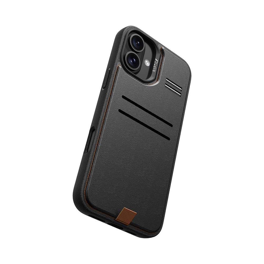 iPhone 16 Plus Kılıf M-safe Şarj Özellikli Raptic Slim Wallet Serisi Deri Görünümlü Kartlıklı Standlı Kapak