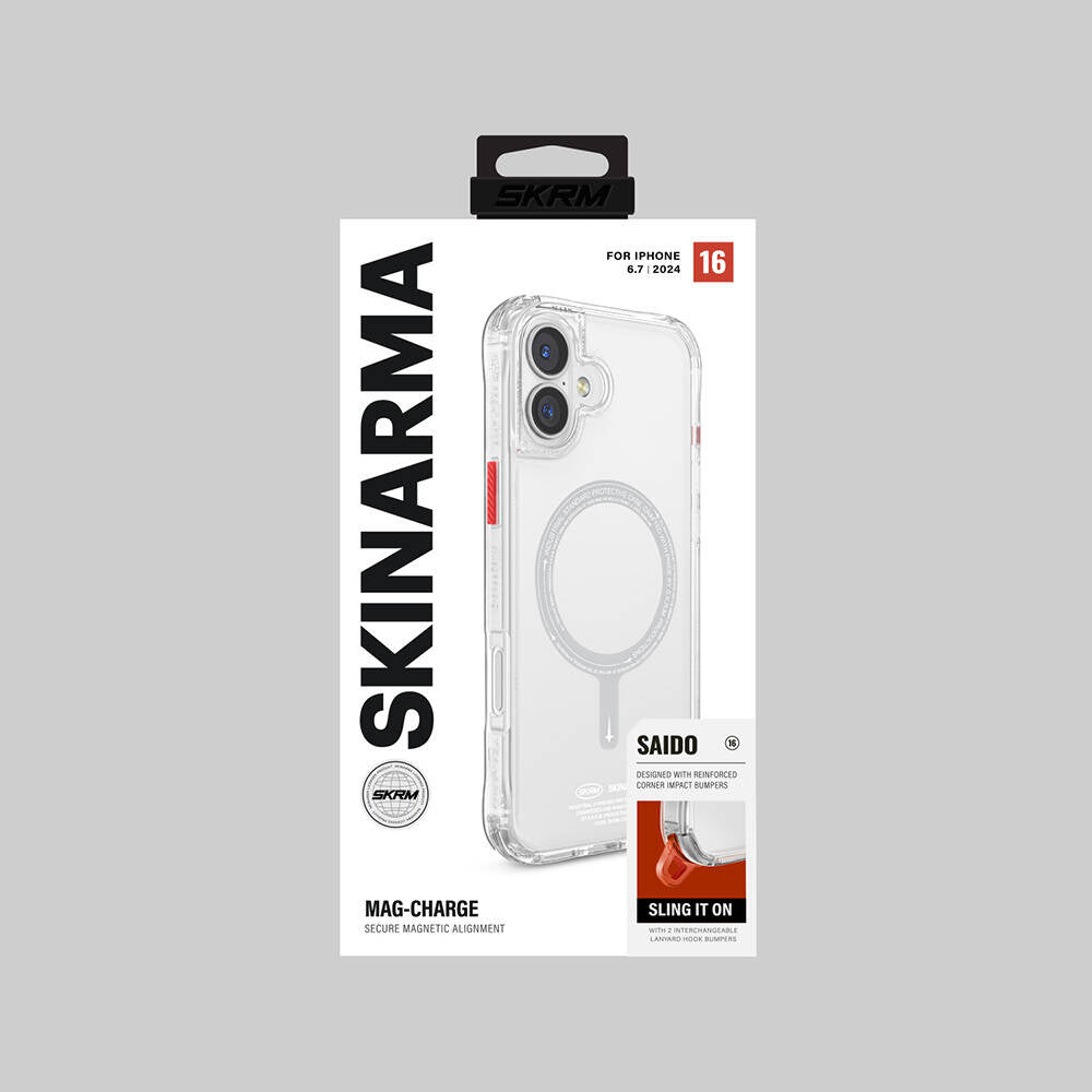 iPhone 16 Plus Kılıf M-safe Şarj Özellikli Şeffaf Airbag Tasarımlı Skinarma Saido Kapak