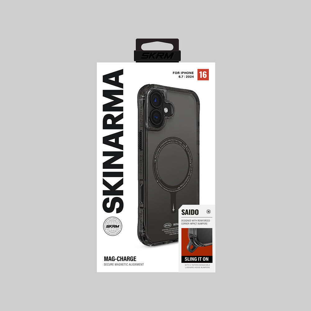 iPhone 16 Plus Kılıf M-safe Şarj Özellikli Şeffaf Airbag Tasarımlı Skinarma Saido Kapak