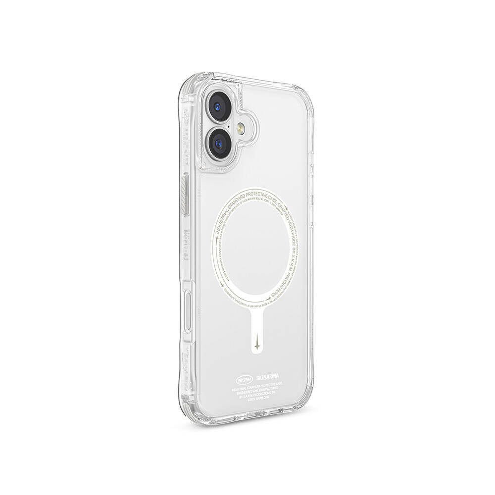 iPhone 16 Plus Kılıf M-safe Şarj Özellikli Şeffaf Airbag Tasarımlı Skinarma Saido Nightglow Kapak