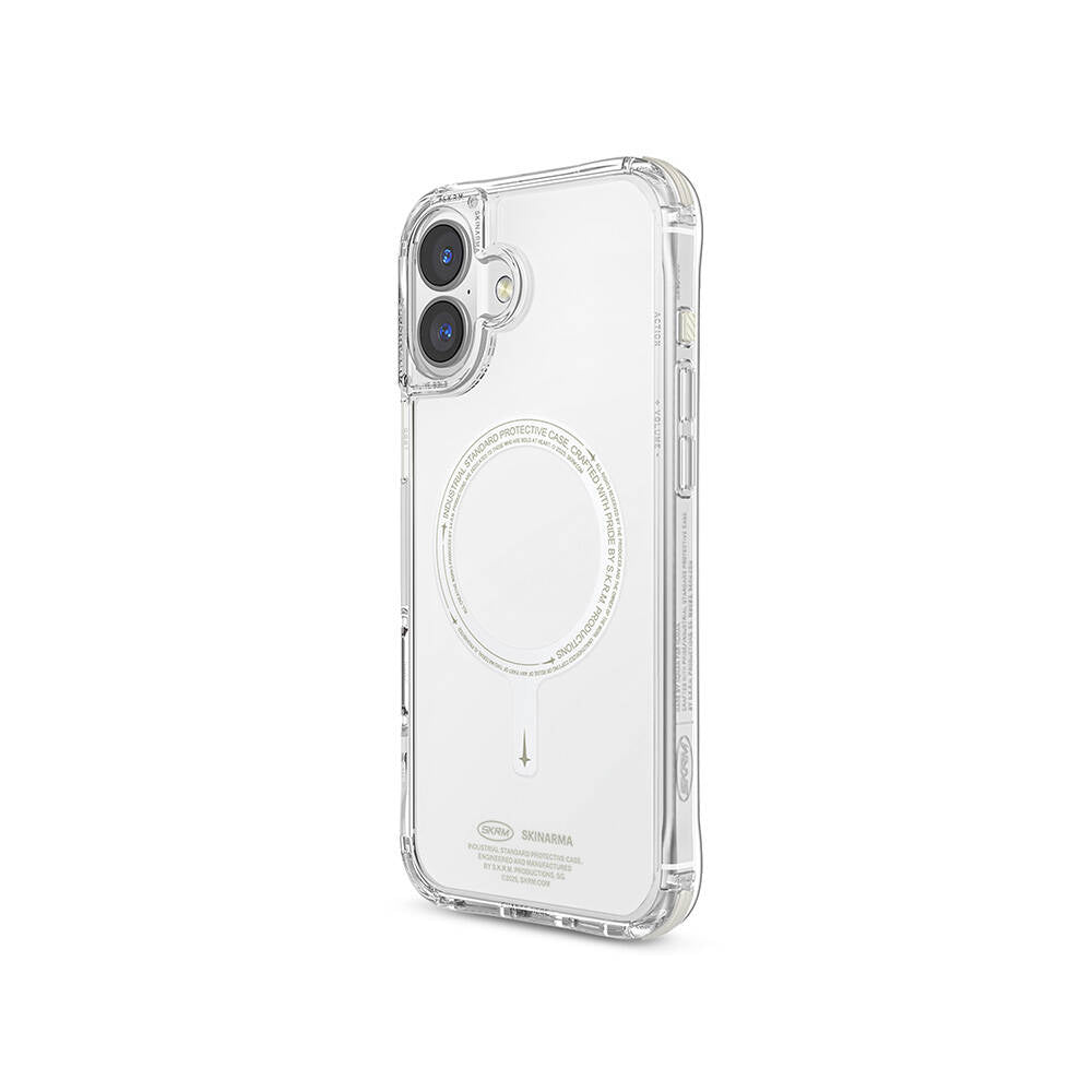 iPhone 16 Plus Kılıf M-safe Şarj Özellikli Şeffaf Airbag Tasarımlı Skinarma Saido Nightglow Kapak