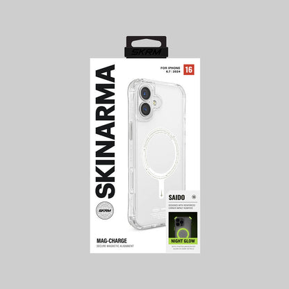 iPhone 16 Plus Kılıf M-safe Şarj Özellikli Şeffaf Airbag Tasarımlı Skinarma Saido Nightglow Kapak
