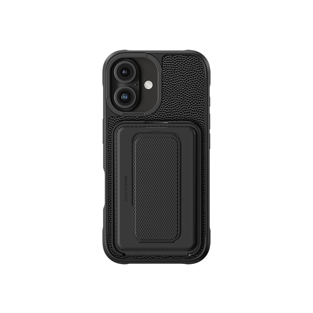 iPhone 16 Plus Kılıf M-safe Şarj Özellikli Standlı Kartlıklı Set Amazinghing Glamour Luxe Serisi Kapak