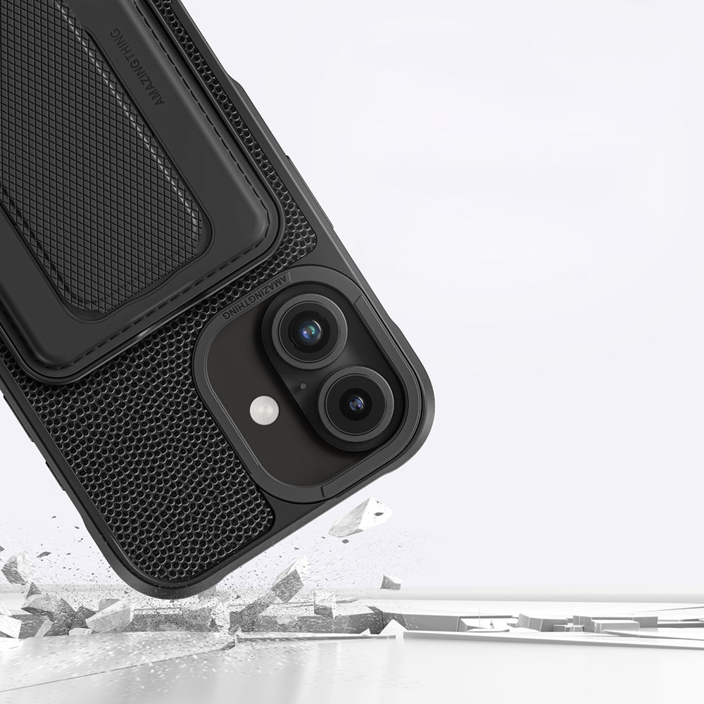 iPhone 16 Plus Kılıf M-safe Şarj Özellikli Standlı Kartlıklı Set Amazinghing Glamour Luxe Serisi Kapak