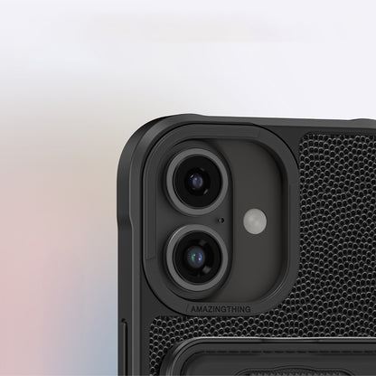 iPhone 16 Plus Kılıf M-safe Şarj Özellikli Standlı Kartlıklı Set Amazinghing Glamour Luxe Serisi Kapak