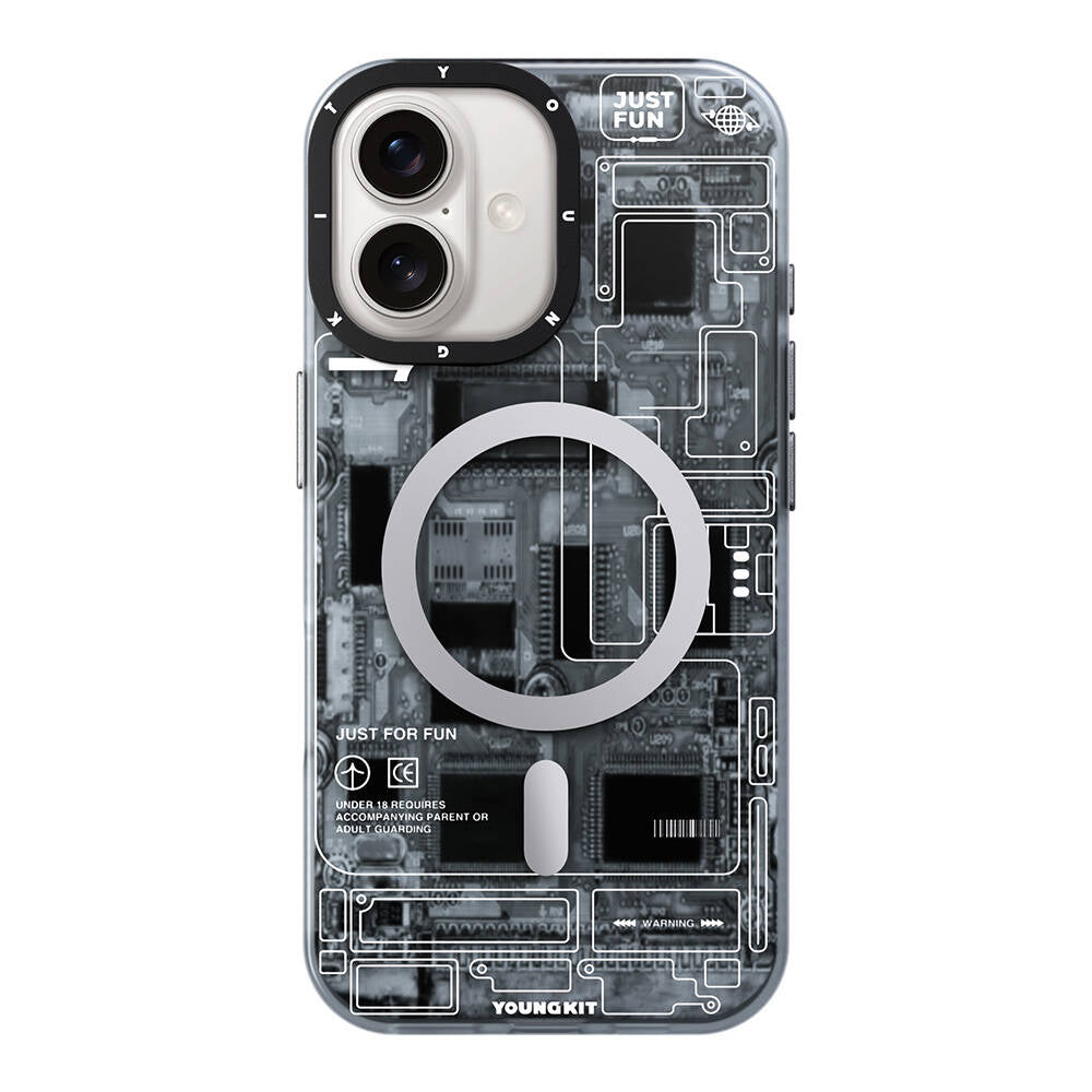 iPhone 16 Plus Kılıf M-safe Şarj Özellikli Youngkit Technology Serisi Kapak