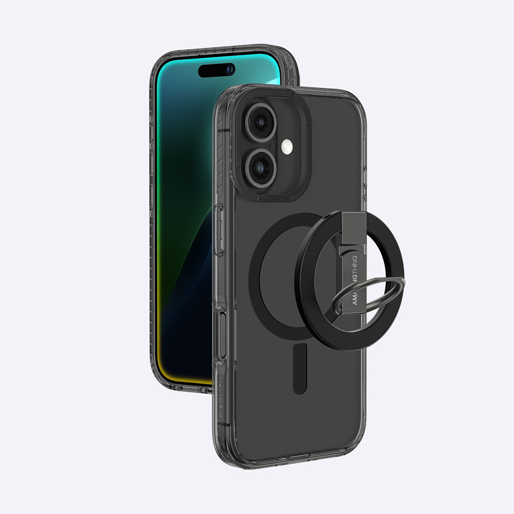 iPhone 16 Plus Kılıf M-safe Şarj Özellikli Yüzük Standlı Amazingthing Titan Pro Serisi Kapak