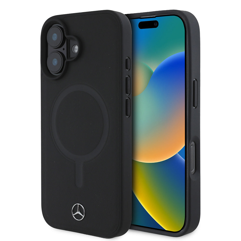 iPhone 16 Plus Kılıf Mercedes Benz M-safe Şarj Özellikli Yumuşak Deri Orjinal Lisanslı Kapak