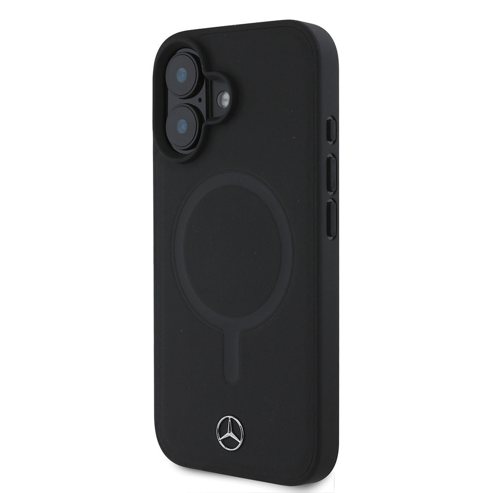 iPhone 16 Plus Kılıf Mercedes Benz M-safe Şarj Özellikli Yumuşak Deri Orjinal Lisanslı Kapak