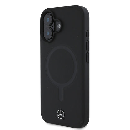 iPhone 16 Plus Kılıf Mercedes Benz M-safe Şarj Özellikli Yumuşak Deri Orjinal Lisanslı Kapak