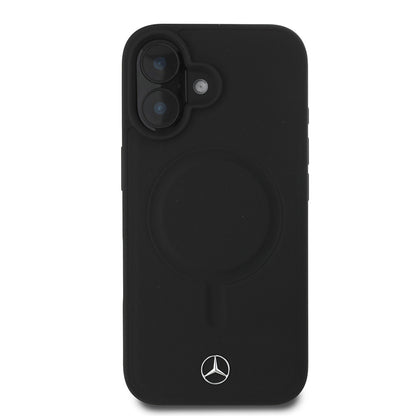 iPhone 16 Plus Kılıf Mercedes Benz M-safe Şarj Özellikli Yumuşak Deri Orjinal Lisanslı Kapak