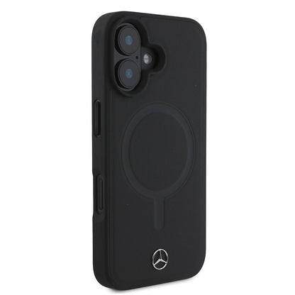 iPhone 16 Plus Kılıf Mercedes Benz M-safe Şarj Özellikli Yumuşak Deri Orjinal Lisanslı Kapak
