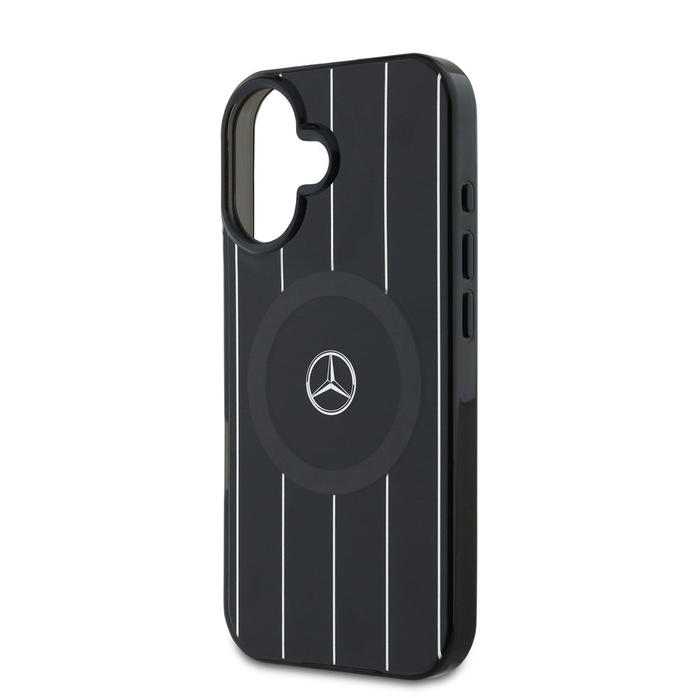 iPhone 16 Plus Kılıf Mercedes Benz Orjinal Lisanslı M-safe Şarj Özellikli Çift Katmanlı Paralel Çizgi Desenli Kapak