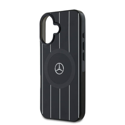 iPhone 16 Plus Kılıf Mercedes Benz Orjinal Lisanslı M-safe Şarj Özellikli Çift Katmanlı Paralel Çizgi Desenli Kapak