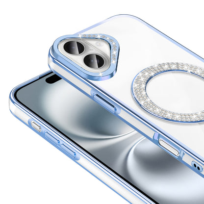 Apple iPhone 16 Plus Kılıf Pırlanta Taş Tasarımlı M-safe Şarj Özellikli Zore Karetta Silikon Kapak