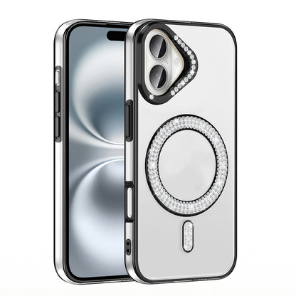 Apple iPhone 16 Plus Kılıf Pırlanta Taş Tasarımlı M-safe Şarj Özellikli Zore Karetta Silikon Kapak