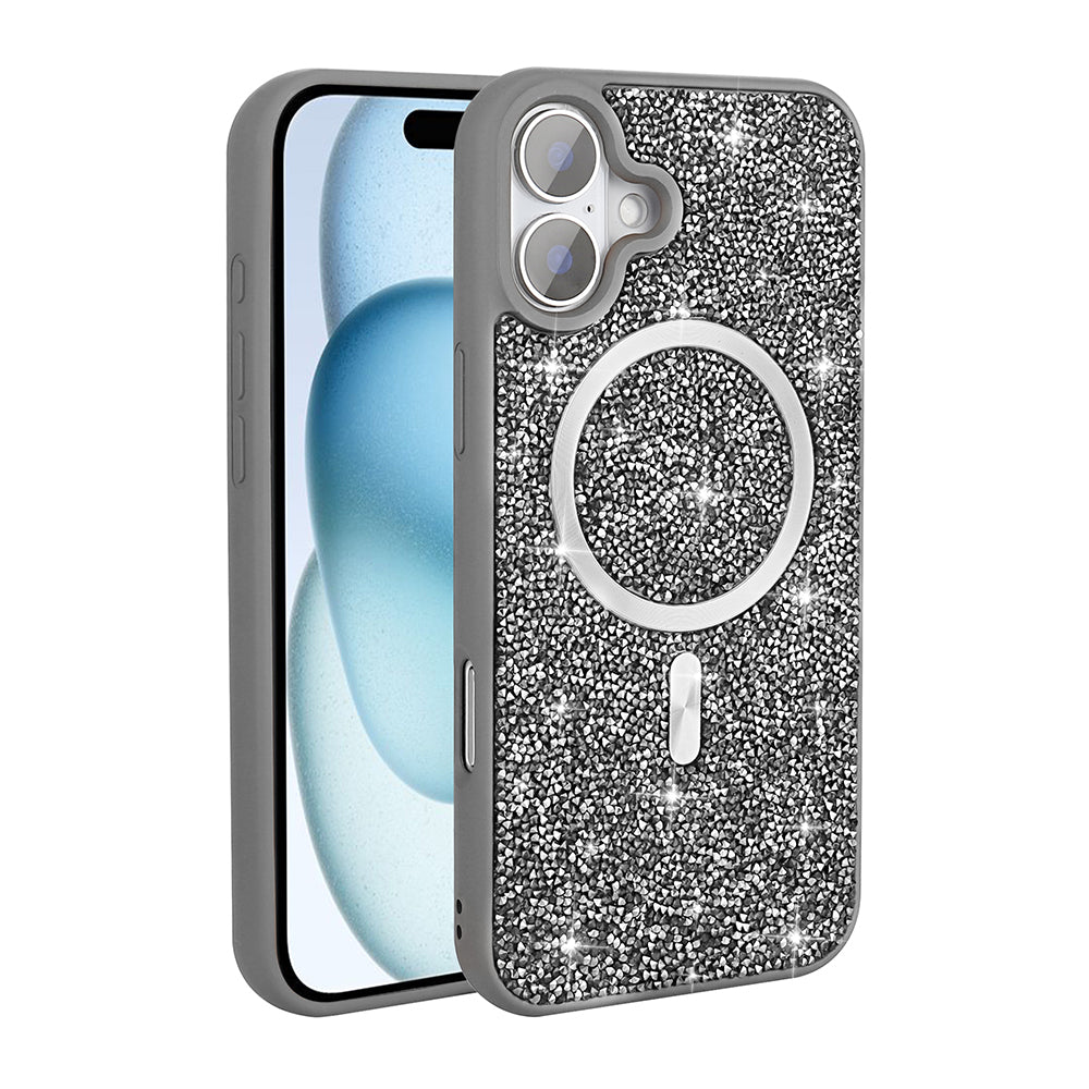 Apple iPhone 16 Plus Kılıf Pırlanta Tasarımlı M-safe Şarj Özellikli Zore Mozaik Silikon Kapak