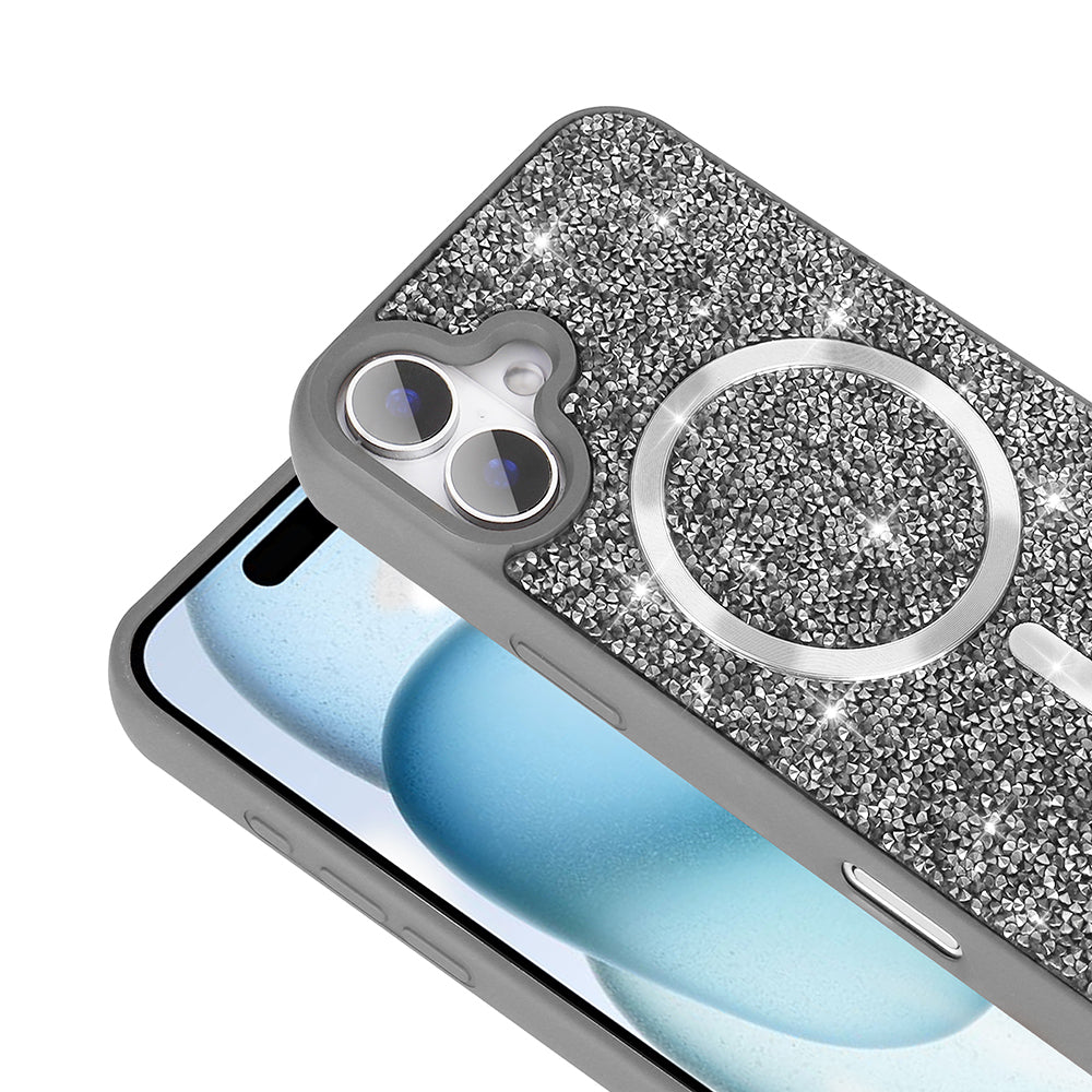 Apple iPhone 16 Plus Kılıf Pırlanta Tasarımlı M-safe Şarj Özellikli Zore Mozaik Silikon Kapak