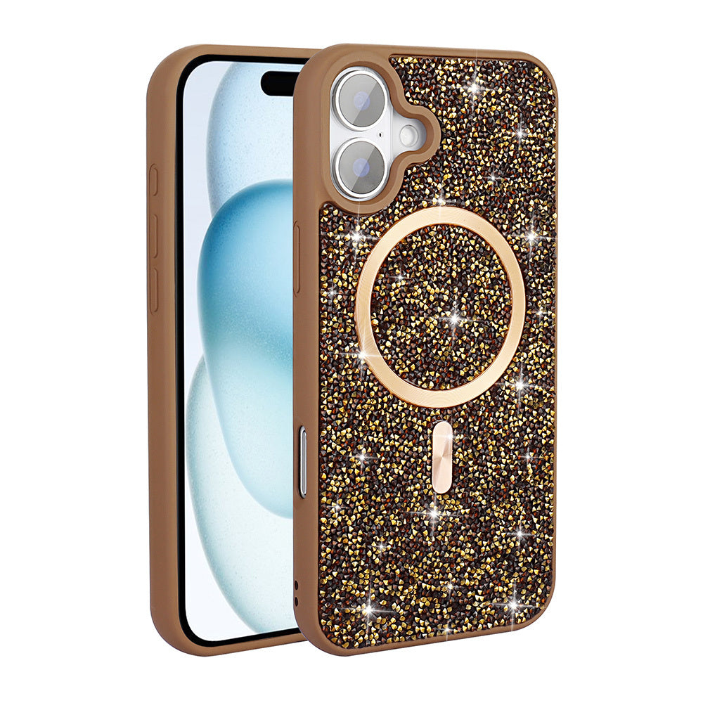 Apple iPhone 16 Plus Kılıf Pırlanta Tasarımlı M-safe Şarj Özellikli Zore Mozaik Silikon Kapak