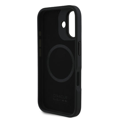 iPhone 16 Plus Kılıf Redbull Orjinal Lisanslı M-safe Şarj Özellikli Kırmızı Halka ve Logo Kabartmalı PU Deri Kapak